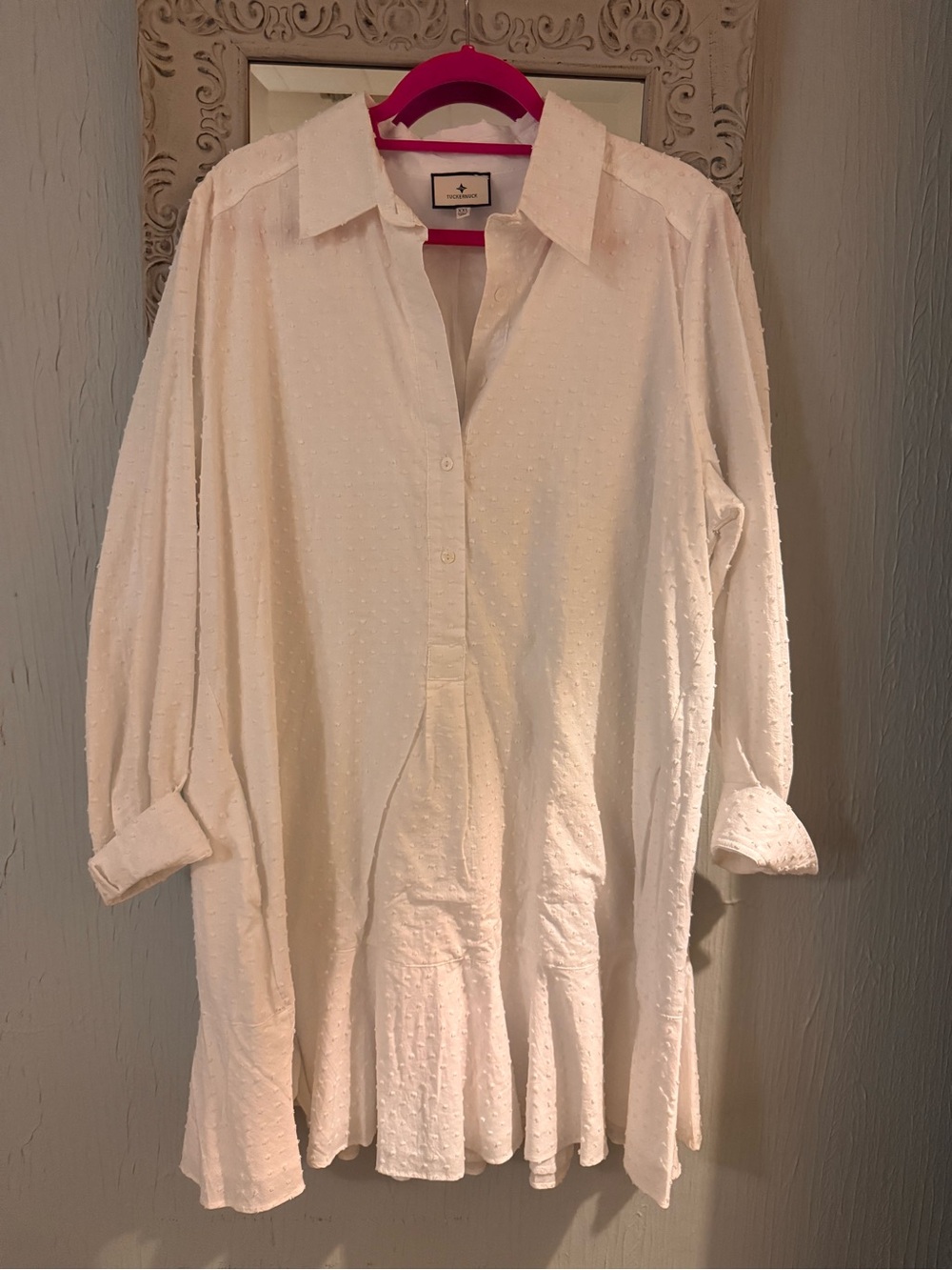 Tuckernuck White Swiss Dot Mini Shirt Dress